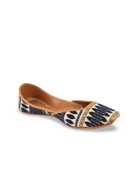 

Jutti Express Women Navy Blue Woven Design Leather Mojaris
