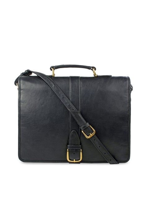 

Hidesign Men Black Solid Leather Messenger Bag