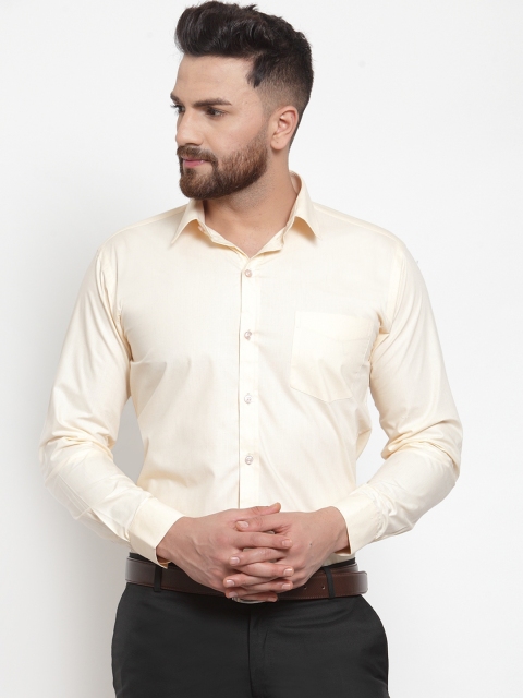 

Hancock Men Cream-Coloured Slim Fit Solid Formal Shirt