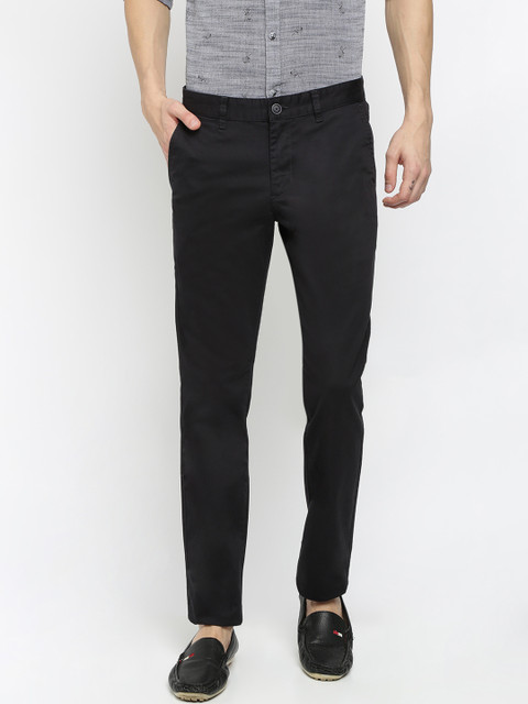 

Crocodile Men Black Solid Slim Fit Regular Trousers