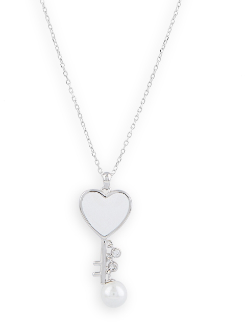 

bebe Silver-Plated & White Stone Studded Necklace