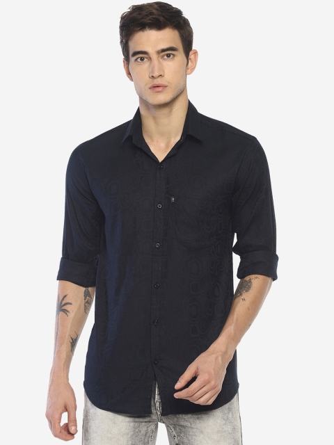 

LEVIZO Men Navy Blue Printed Premium Regular Fit Casual Shirt