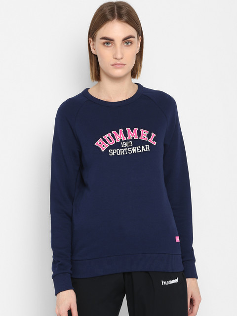 

hummel Women Navy Blue Printed Pullover Sweatshirt