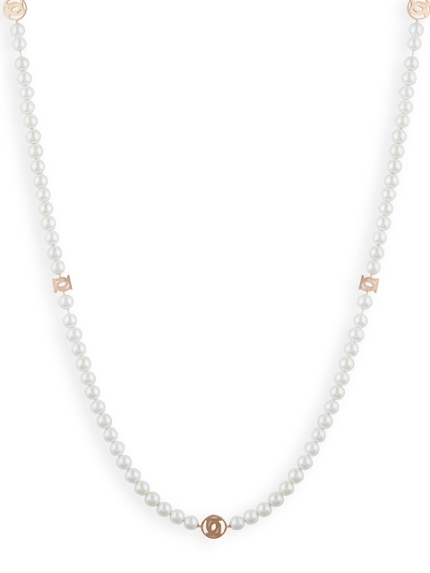 

bebe Rose Gold-Plate & White Bead Studded Necklace