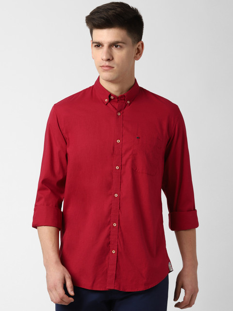 

Peter England Casuals Men Red Slim Fit Solid Casual Shirt
