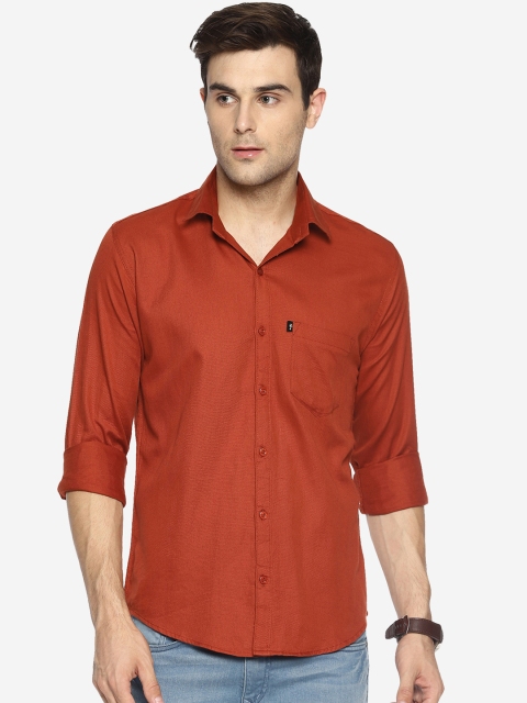 

LEVIZO Men Rust Brown Solid Premium Regular Fit Casual Shirt
