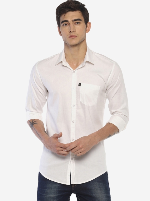 

LEVIZO Men White Solid Premium Regular Fit Casual Shirt