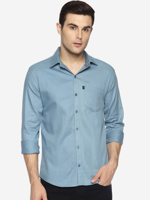 

LEVIZO Men Blue Solid Premium Regular Fit Casual Shirt