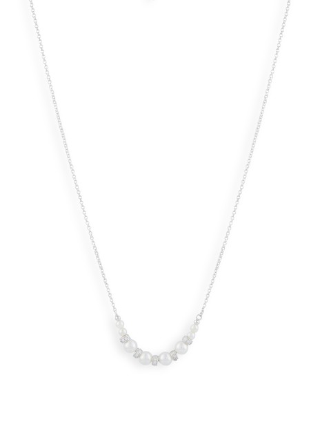 

bebe Silver-Plated & White Stone Studded Necklace
