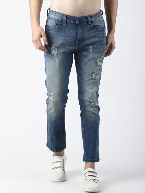 

SHELTR Men Blue Regular Fit Mid-Rise Mildly Distressed Cropped Jeans