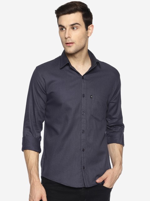 

LEVIZO Men Navy Blue Solid Premium Regular Fit Casual Shirt