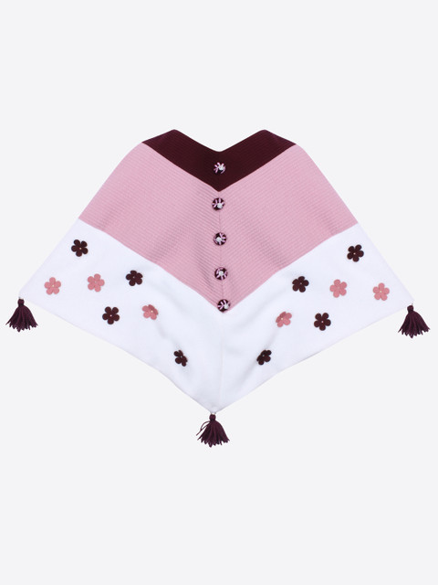 

CUTECUMBER Girls White & Pink Colourblocked Poncho Sweater
