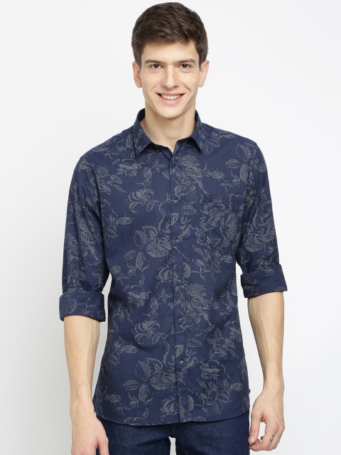 

Crocodile Men Navy Blue & Grey Slim Fit Printed Casual Shirt