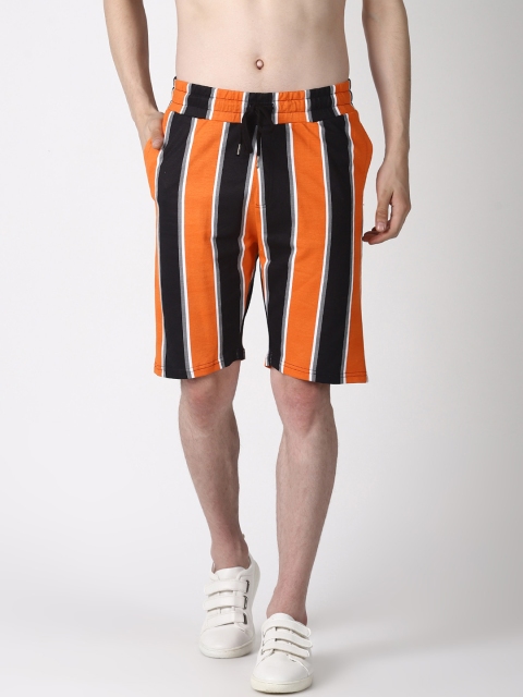 

Blue Saint Men Black Striped Regular Fit Regular Shorts