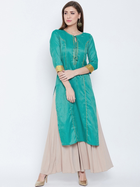 

Prakhya Women Blue Woven Design Straight Kurta