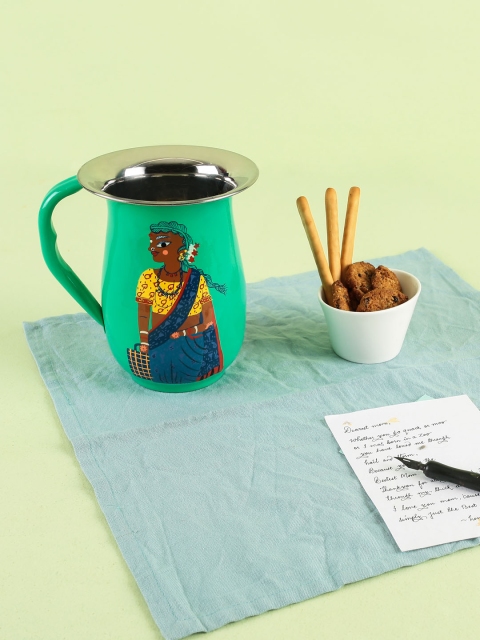 

Chumbak Green & Blue Printed Stainless Steel Water Jugs Set