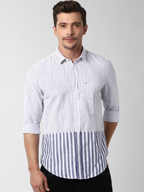 

Peter England Casuals Men White Slim Fit Striped Casual Shirt