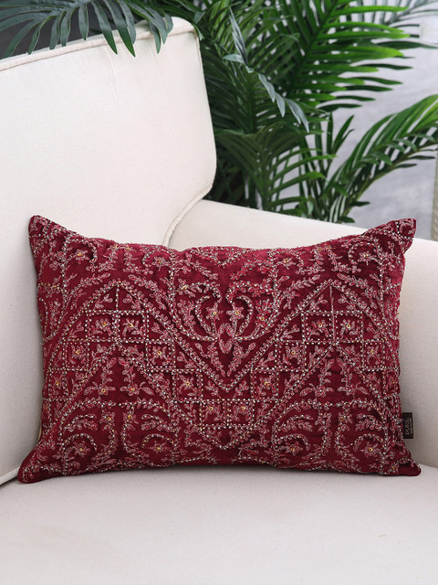 

Pure Home and Living Red Single Embellished Rectangle Cushion Cover