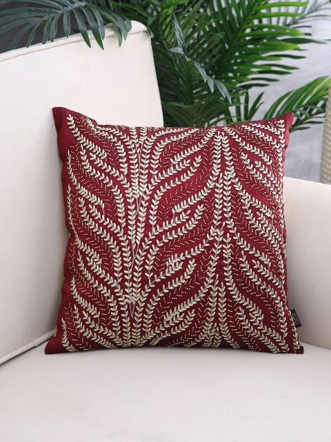 

Pure Home and Living Red Single Floral Embellished Square Cushion Cover