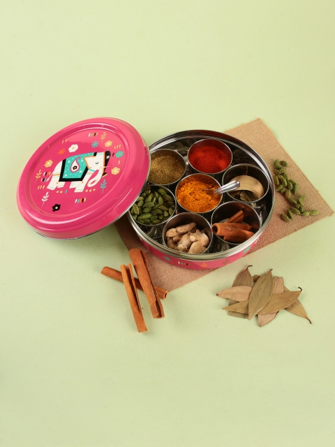 

Chumbak Pink Stainless Steel Elephant Parade Spice Box
