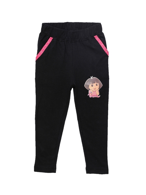 

Dora Girls Navy Blue Solid Lounge Pants, Black