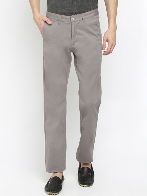 

Crocodile Men Grey Solid Slim Fit Regular Trousers