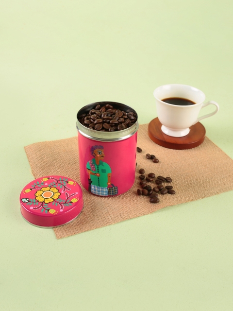 

Chumbak Pink & Green Stainless Steel Hand-Painted Storage Tin 200ml