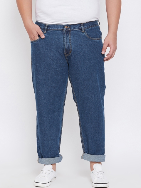

bigbanana Plus Size Men Blue Regular Fit Mid-Rise Clean Look Stretchable Jeans