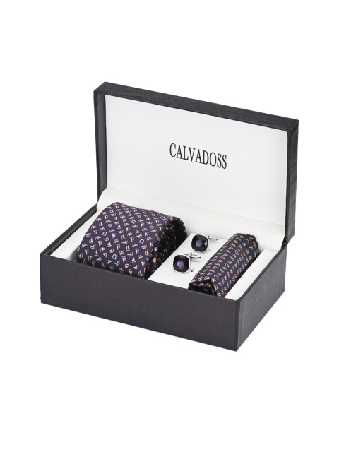 Calvadoss Men Navy Blue & Purple Accessory Gift Set