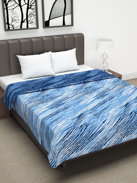

Divine Casa Blue Abstract AC Room 110 GSM Double Bed Dohar