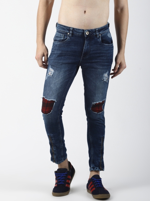 

SHELTR Men Blue Regular Fit Mid-Rise Mildly Distressed Cropped Jeans
