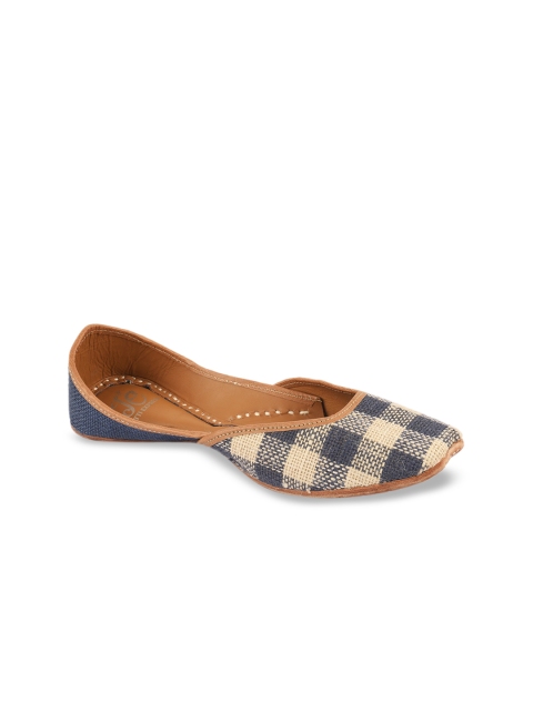 

Jutti Express Women Navy Blue Woven Design Leather Mojaris