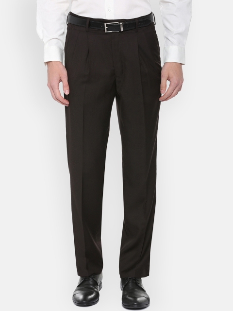 

Louis Philippe Men Brown Classic Regular Fit Solid Formal Trousers