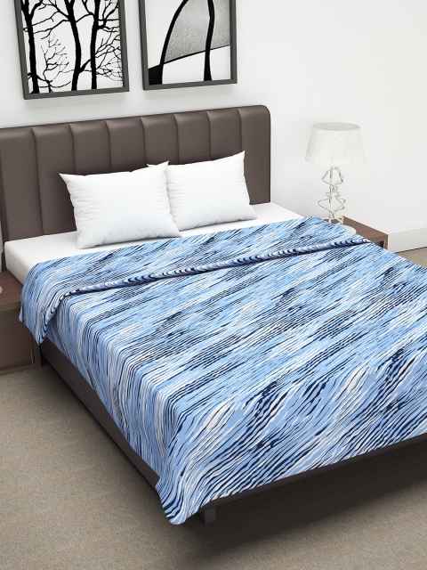 

Divine Casa Blue Abstract AC Room 110 GSM Double Bed Dohar