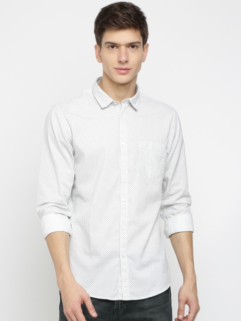 

Crocodile Men White Slim Fit Printed Casual Shirt