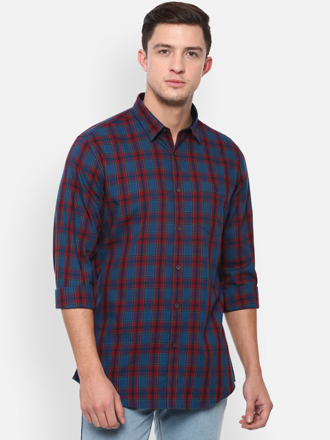 

Van Heusen Sport Men Navy Blue & Red Slim Fit Checked Casual Shirt