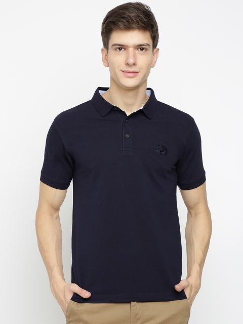 

Crocodile Men Navy Blue Solid Polo Collar T-shirt