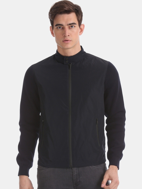 

Arrow Sport Men Navy Blue Solid Bomber Jacket