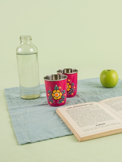 

Chumbak Pink & Orange Set of 2 Printed Tumblers