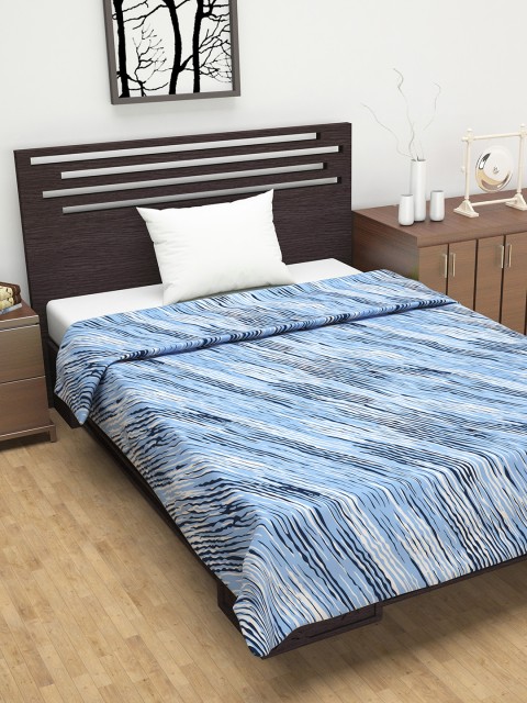 

Divine Casa Blue Abstract AC Room 110 GSM Single Bed Dohar
