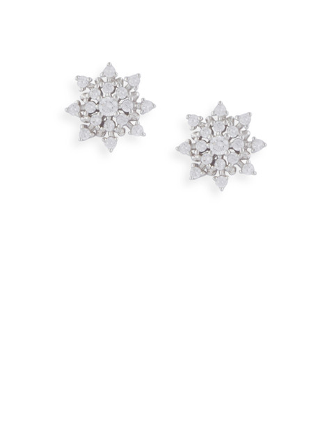 

bebe White Silver-Plated 925 Sterling Silver Floral Studs