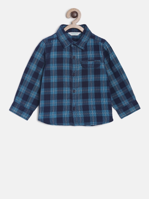 

MINI KLUB Boys Blue Regular Fit Checked Casual Shirt