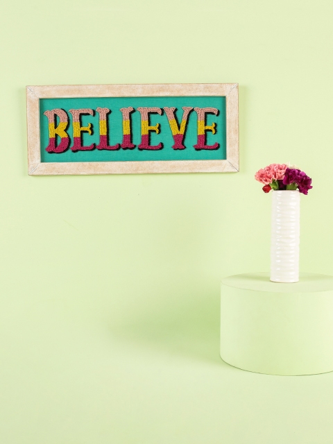 

Chumbak Teal Green Printed Believe Sequins Frame