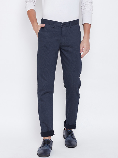 

Octave Men Navy Blue Regular Fit Solid Regular Trousers
