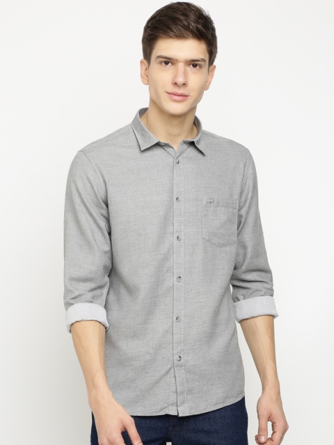 

Crocodile Men Grey Slim Fit Solid Casual Shirt