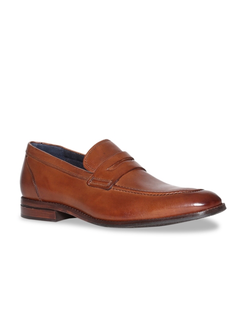 

Geox Men Brown Leather Smart Casual Penny Loafers, Tan