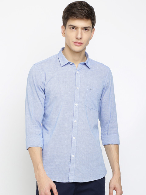 

Crocodile Men Blue Slim Fit Self Design Casual Shirt