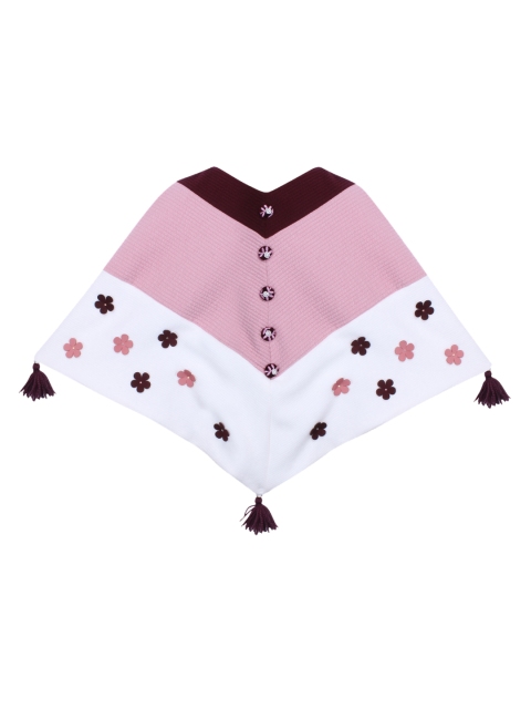 

CUTECUMBER Girls White & Pink Colourblocked Poncho Sweater
