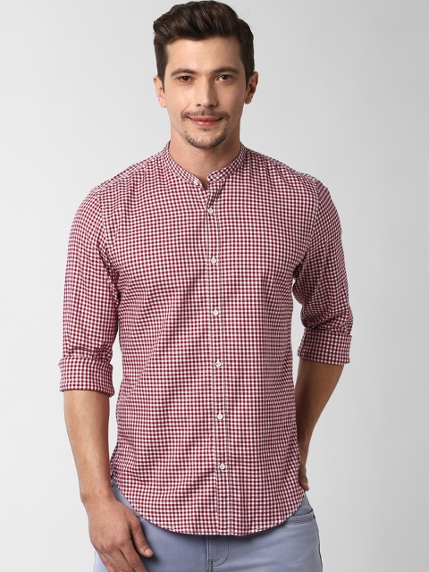 

Peter England Casuals Men Red & White Slim Fit Checked Casual Shirt