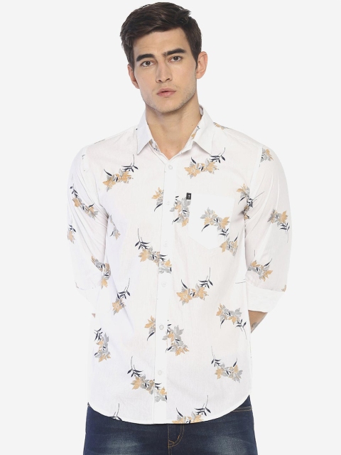 

LEVIZO Men Off-White & Grey Printed Premium Regular Fit Casual Shirt
